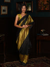 Rekha Ikat Silk Saree - Black and Copper