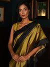 Rekha Ikat Silk Saree - Black and Copper