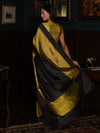 Rekha Ikat Silk Saree - Black and Copper