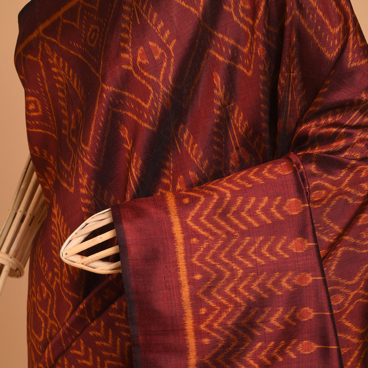 SARONG Handwoven Ikat Silk Saree - Maroon