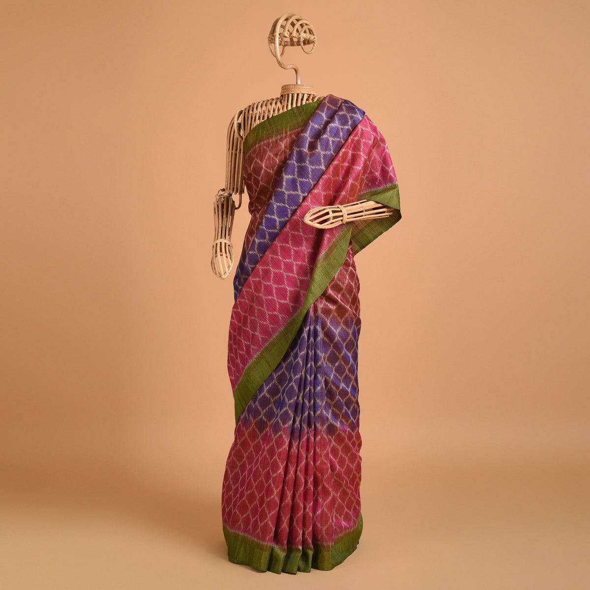 IKAT TUSSAR Tarang Handwoven Silk Saree - Tricolor