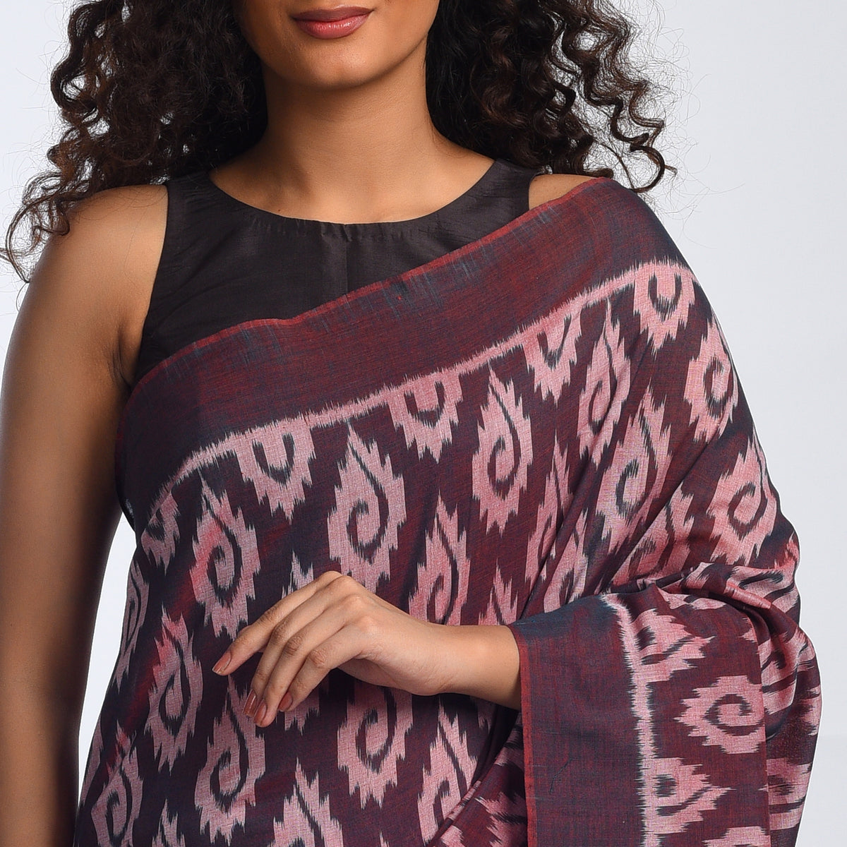 IRIS Handloom Cotton Ikat Saree - Iris Purple