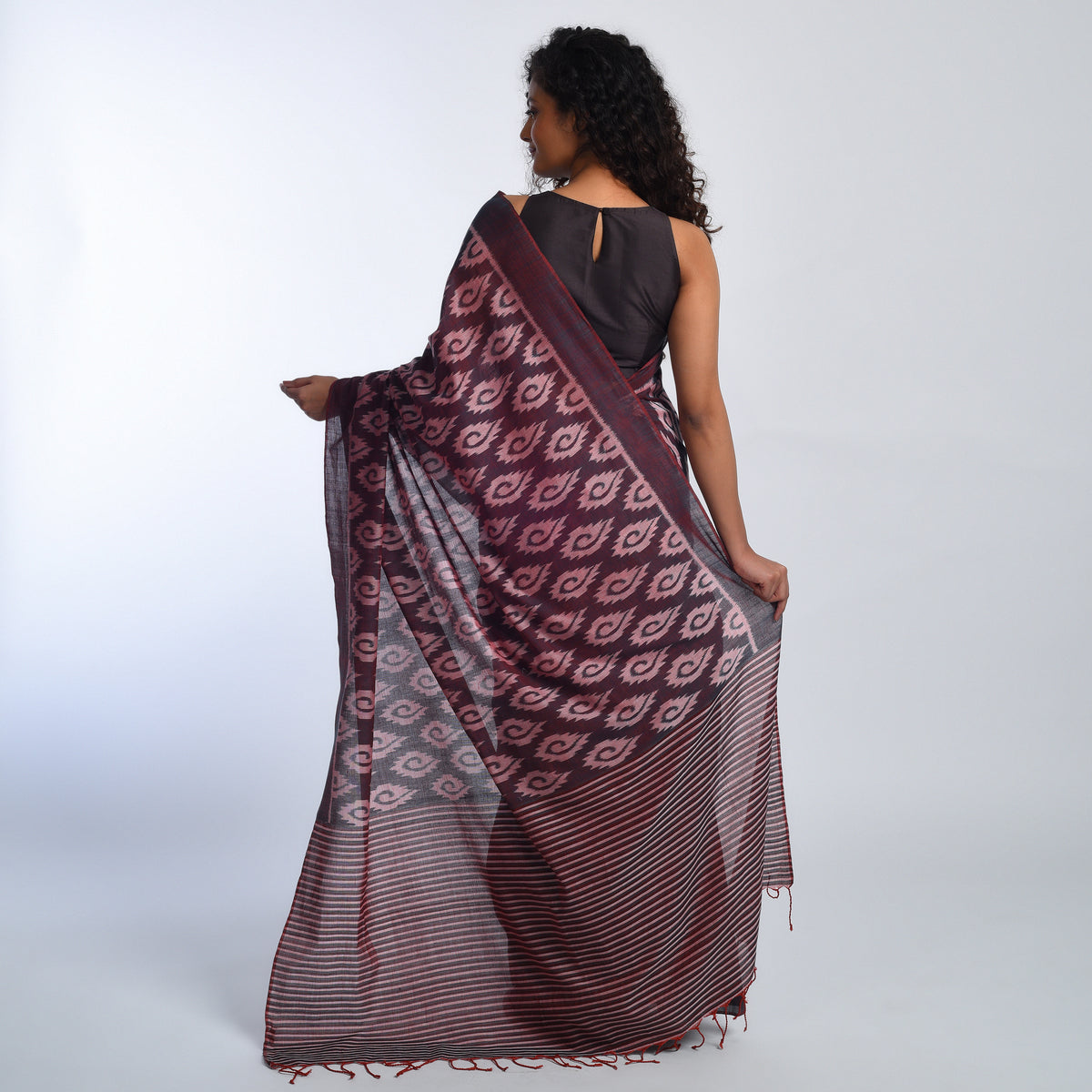 IRIS Handloom Cotton Ikat Saree - Iris Purple