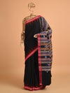 BOMKAI Cotton Handwoven Saree - Black