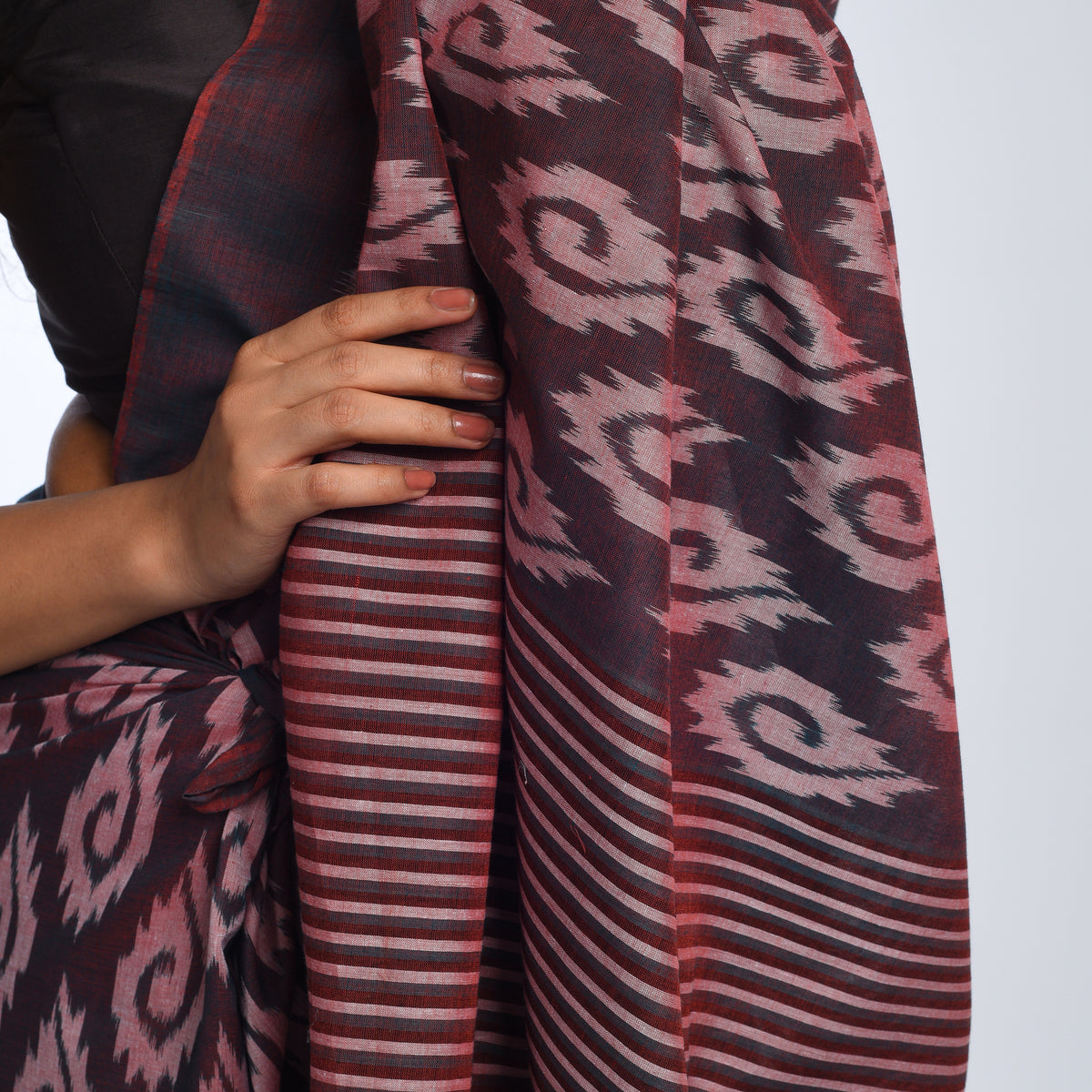 IRIS Handloom Cotton Ikat Saree - Iris Purple