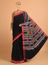 BOMKAI Cotton Handwoven Saree - Black