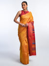 NAVAGUNJARA Handwoven Tussar Silk Sari -  Sun Yellow