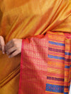 NAVAGUNJARA Handwoven Tussar Silk Sari -  Sun Yellow