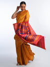NAVAGUNJARA Handwoven Tussar Silk Sari -  Sun Yellow