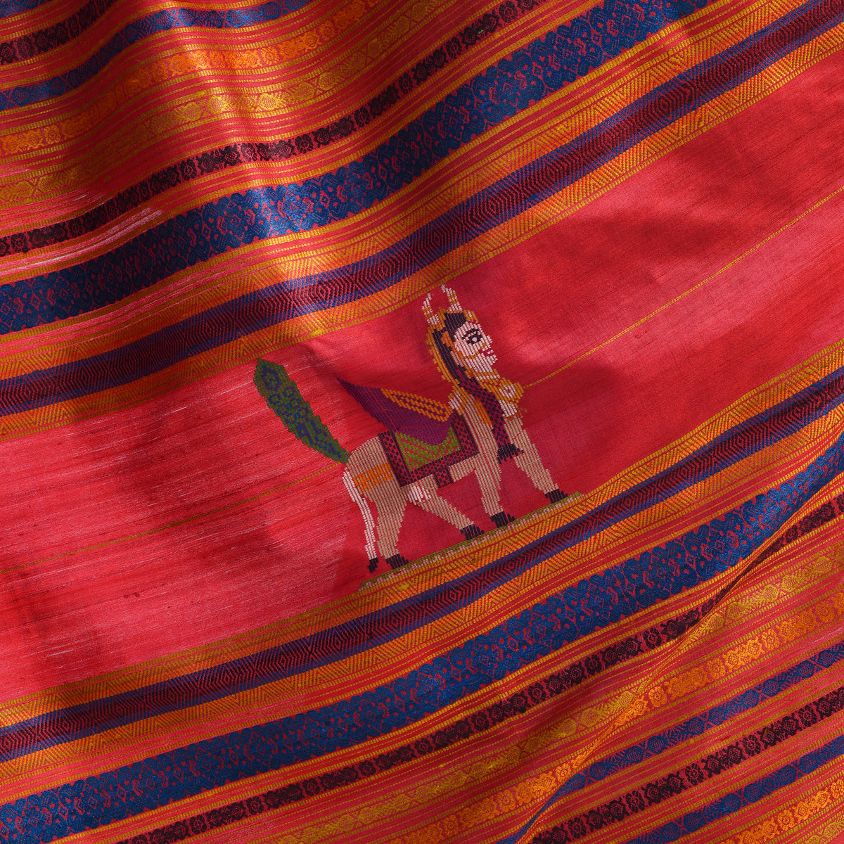 NAVAGUNJARA Handwoven Tussar Silk Sari -  Sun Yellow