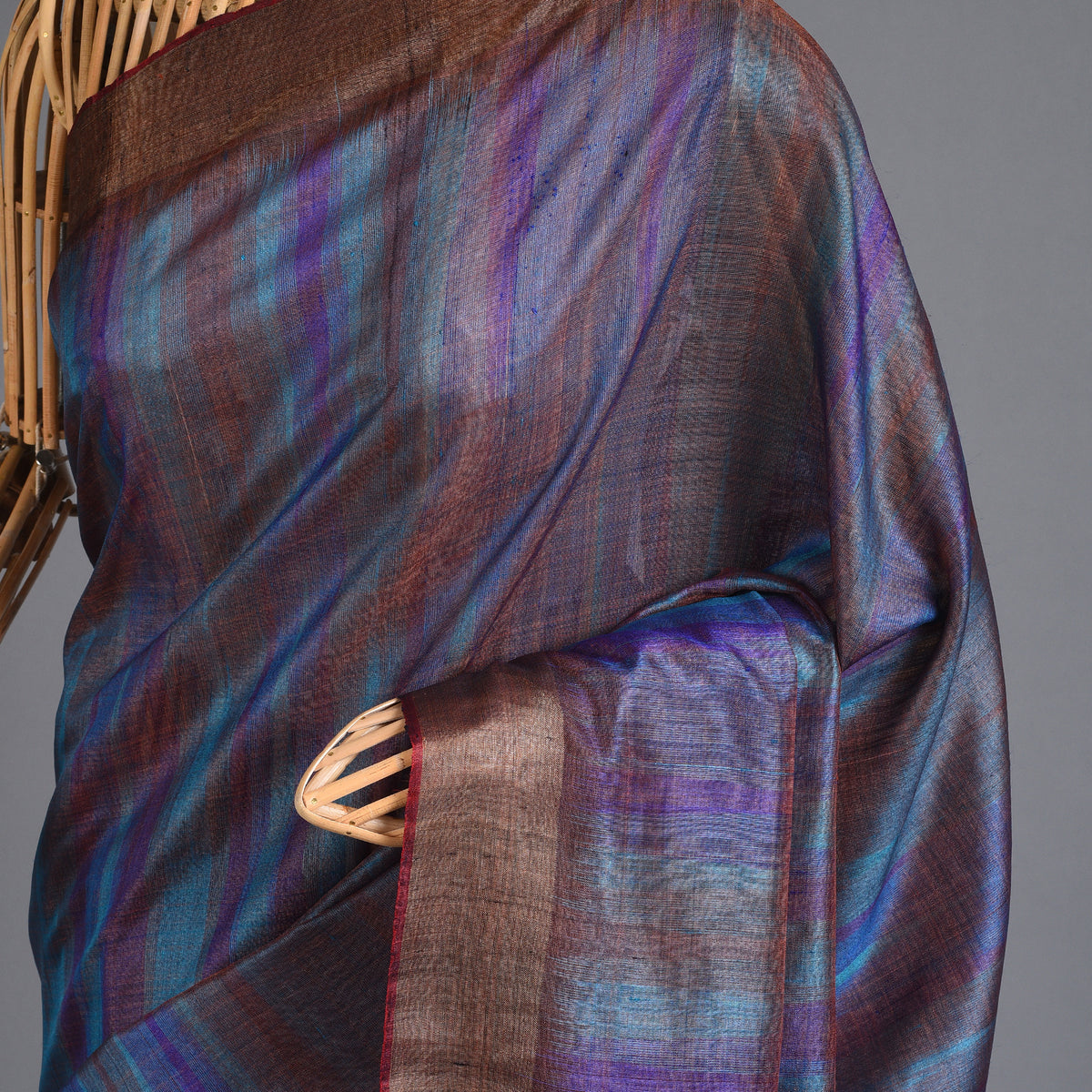 IKAT Tussar Megha Handwoven Silk Saree - Blue Purple