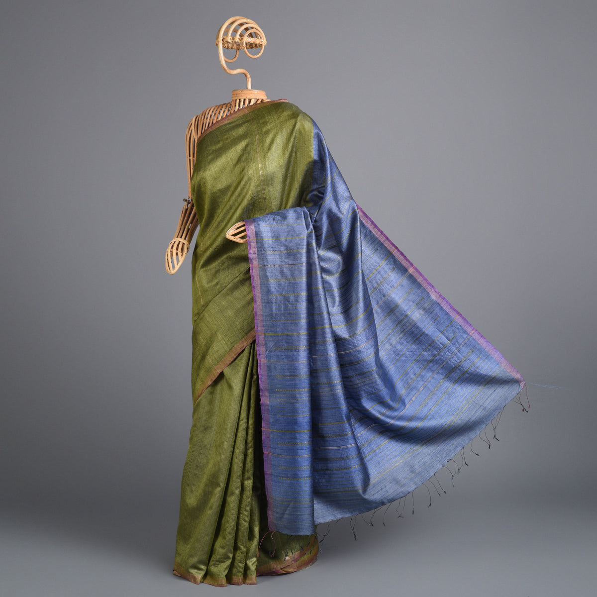 Khushboo Handwoven Tussar Silk Saree - Pista Green