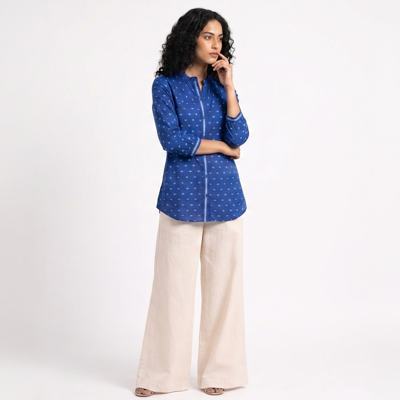 Handwoven Cotton Women's Shirt - Indigo