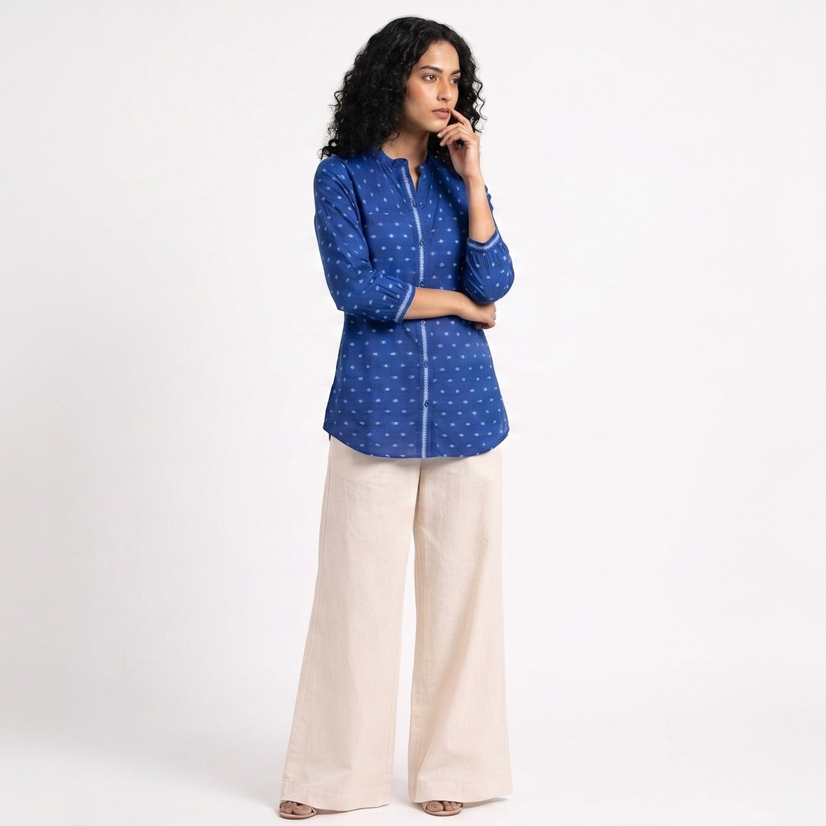Handwoven Cotton Women's Shirt - Indigo