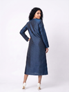 Handwoven Ikat Silk Reversible Long Jacket Indigo