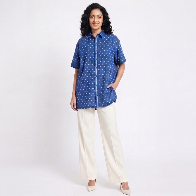 Handwoven Cotton Unisex Shirt - Blue