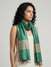 Tussar Silk Stole - Sea Green