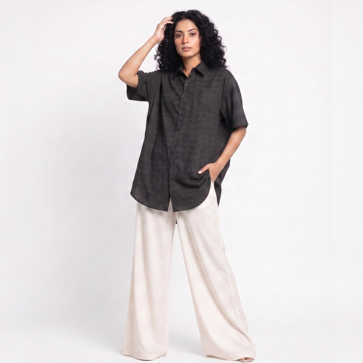 Handwoven Cotton Unisex Shirt - Black