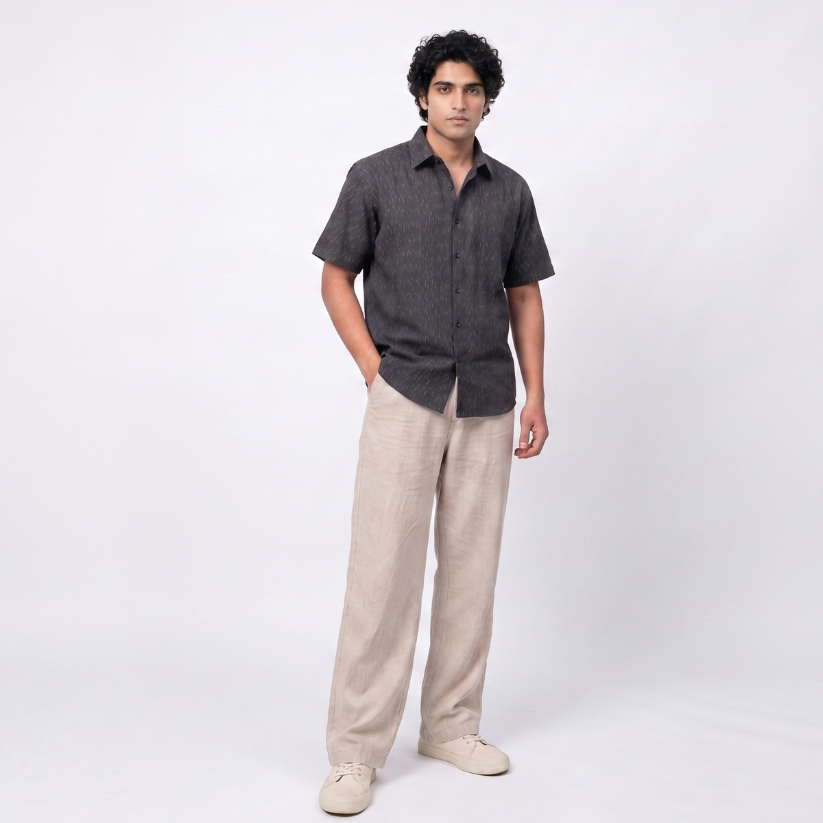 Handwoven Cotton Unisex Shirt - Black