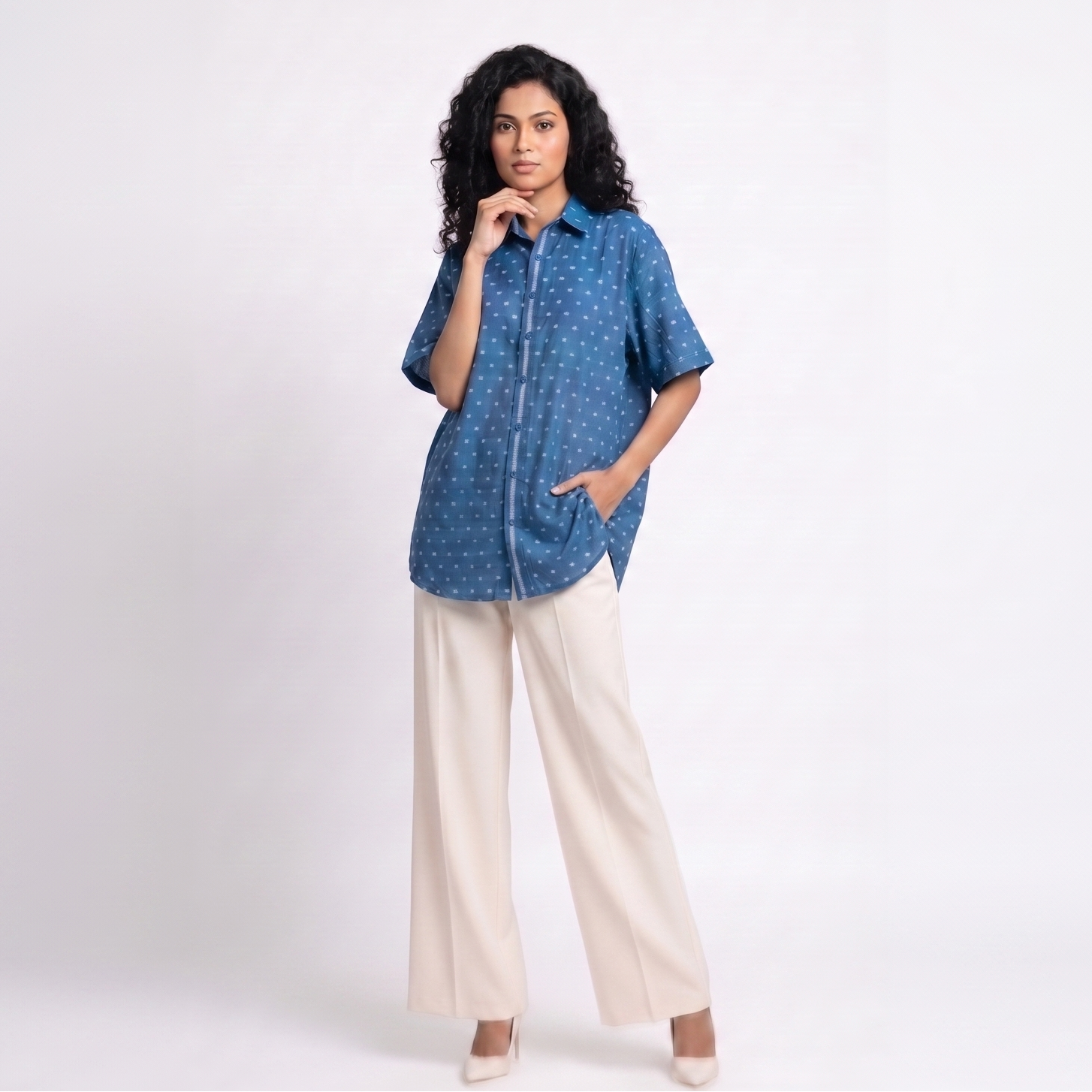Handwoven Cotton Unisex Shirt - Indigo