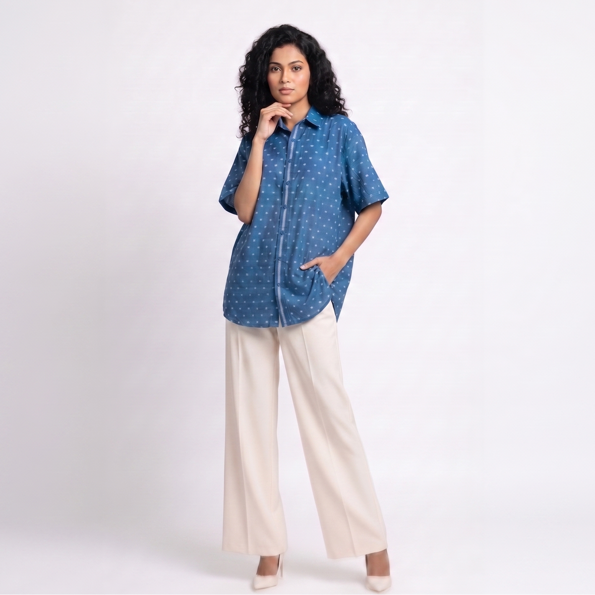 Handwoven Cotton Unisex Shirt - Indigo