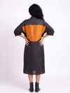 Handwoven Ikat Silk Shirt Dress- Black