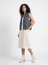 Handwoven Ikat Tussar Silk Vest-  Indigo