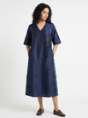 Handwoven Ikat Silk Anarkali Dress- Indigo