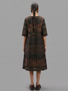 Handwoven Ikat Silk Anarkali Dress- Black