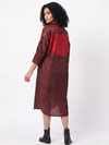 Handwoven Ikat Silk Shirt Dress- Maroon