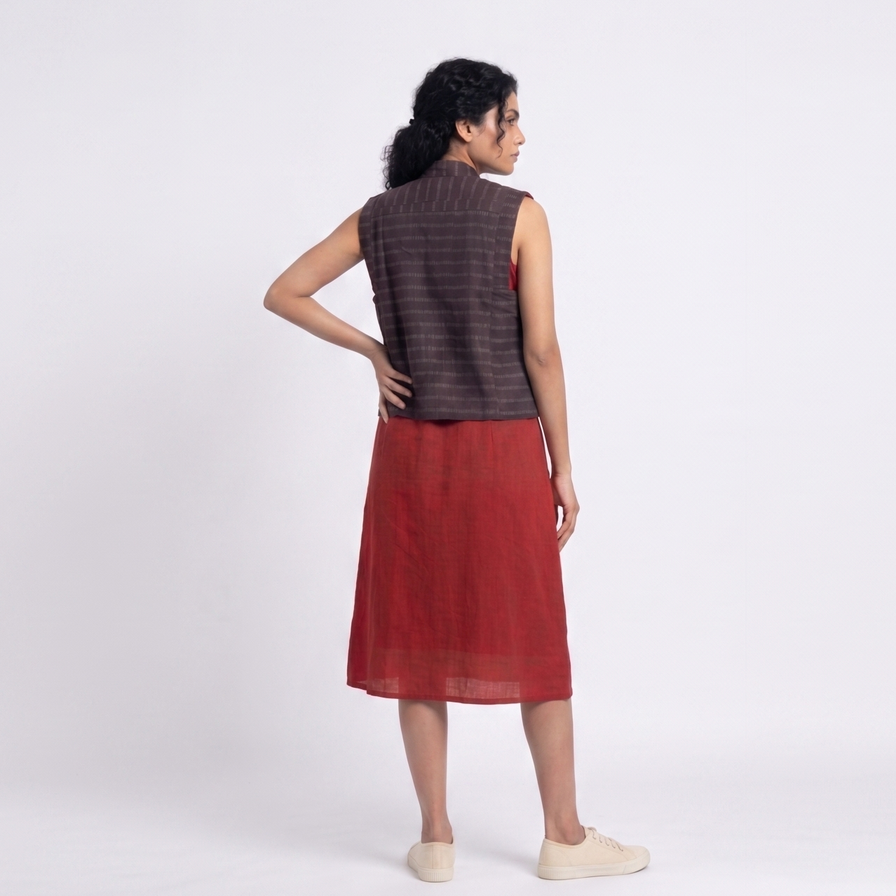 Handwoven Ikat Tussar Silk Vest-  Purple
