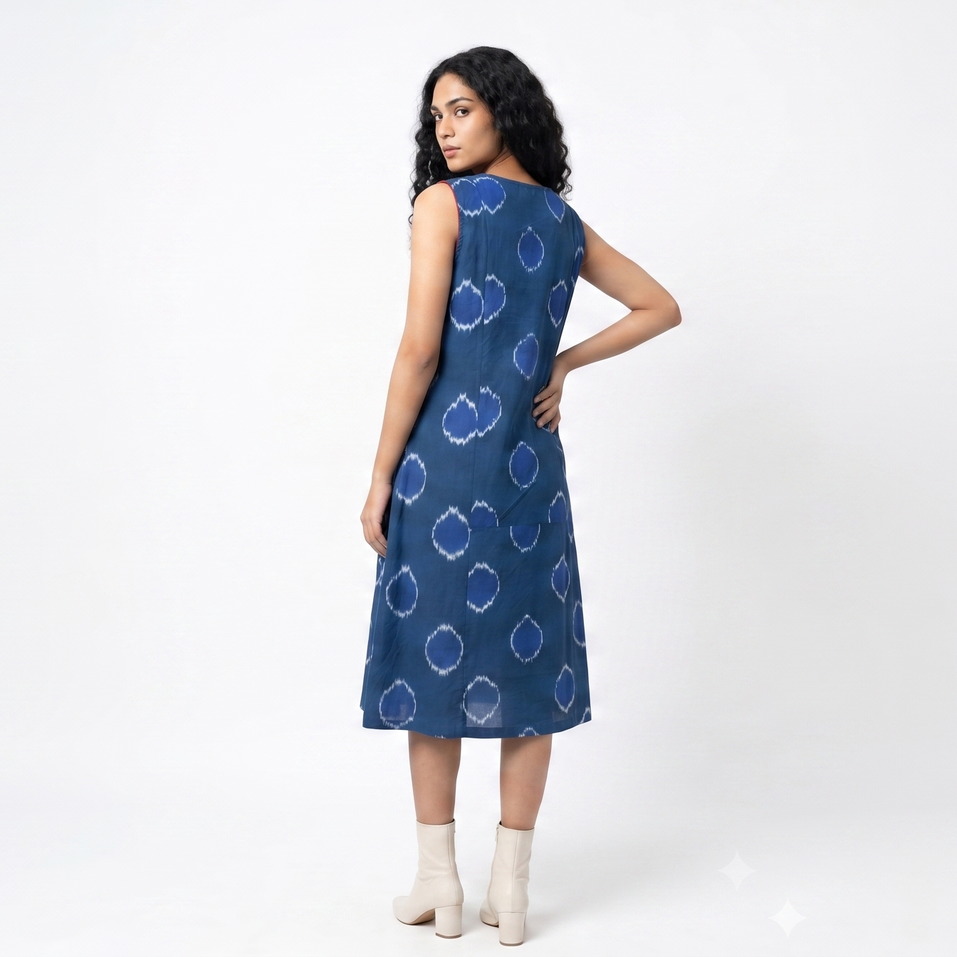 Handwoven Cotton Slip Dress- Cerulean