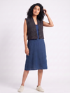 Handwoven Ikat Tussar Silk Vest-  Indigo