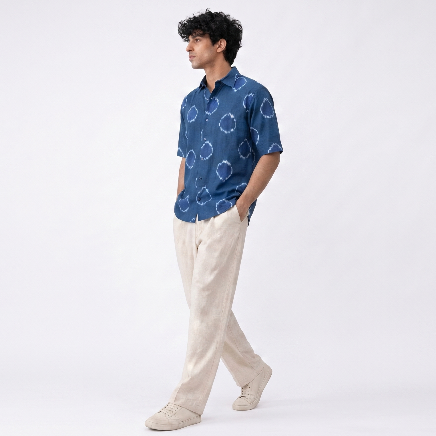 Handwoven Cotton Unisex Shirt - Cerulean