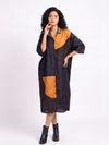 Handwoven Ikat Silk Shirt Dress- Black