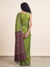 Bomkai Handwoven Tussar Silk Saree - Leaf Green