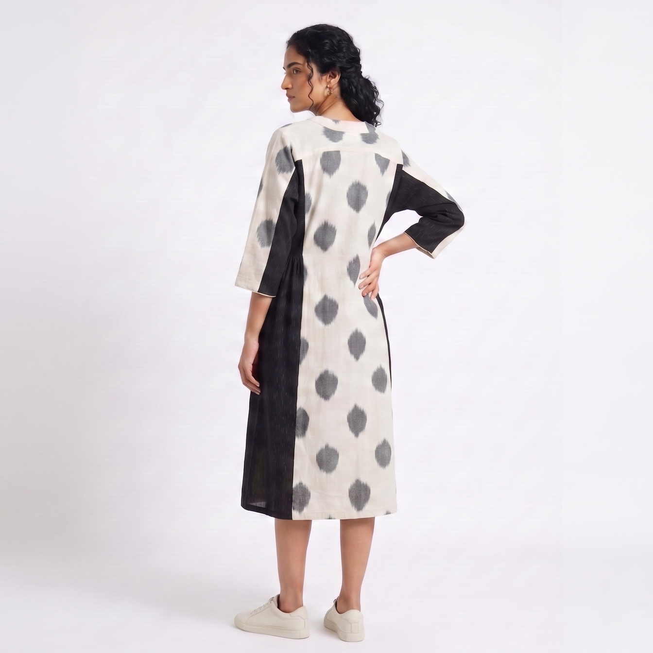 Handwoven Cotton Gathered Dress - White