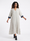 Handwoven Kotpad Kaftan Dress - Ivory Blue