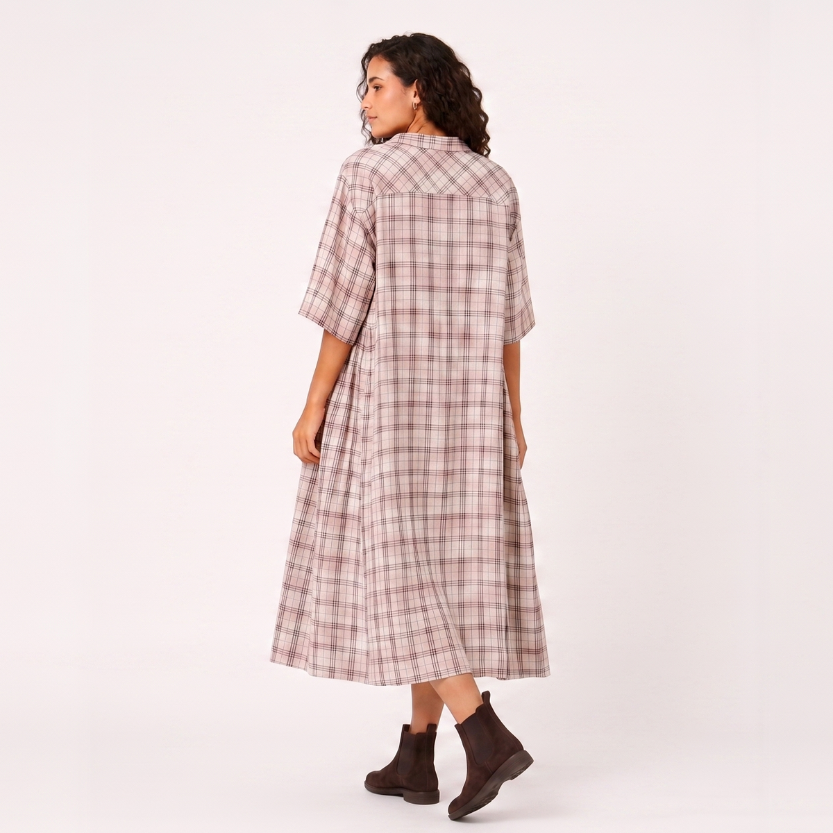Handwoven Kotpad Gathered Dress - Ivory Red