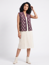 Handwoven Ikat Tussar Silk Vest-  Purple