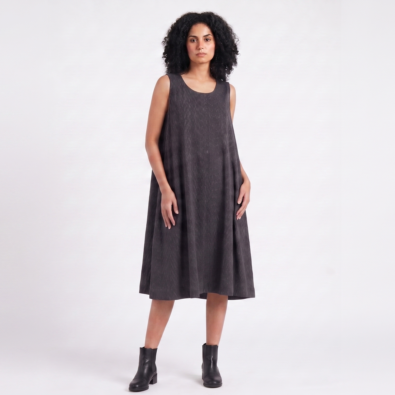 Handwoven Cotton Slip Dress- Black