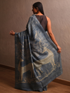 DABU TREE OF LIFE Tussar Silk Saree - Indigo Blue