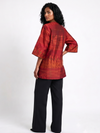 Handwoven Ikat Silk Reversible Jacket- Red