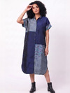 Handwoven Ikat Silk Shirt Dress- Indigo