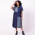Handwoven Ikat Silk Shirt Dress- Indigo
