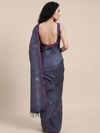 JHOOM Handwoven Tussar Silk Saree - Indigo
