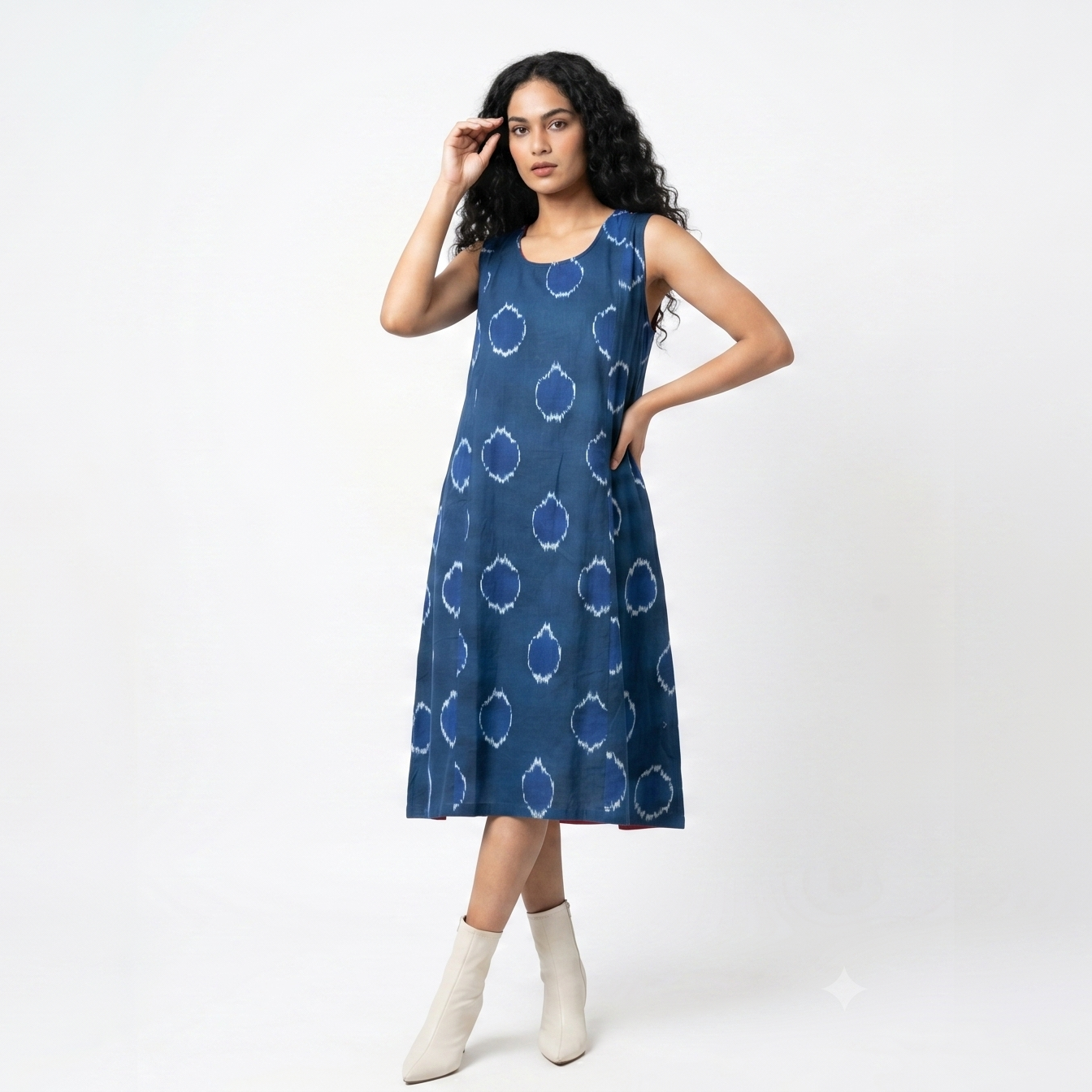 Handwoven Cotton Slip Dress- Cerulean