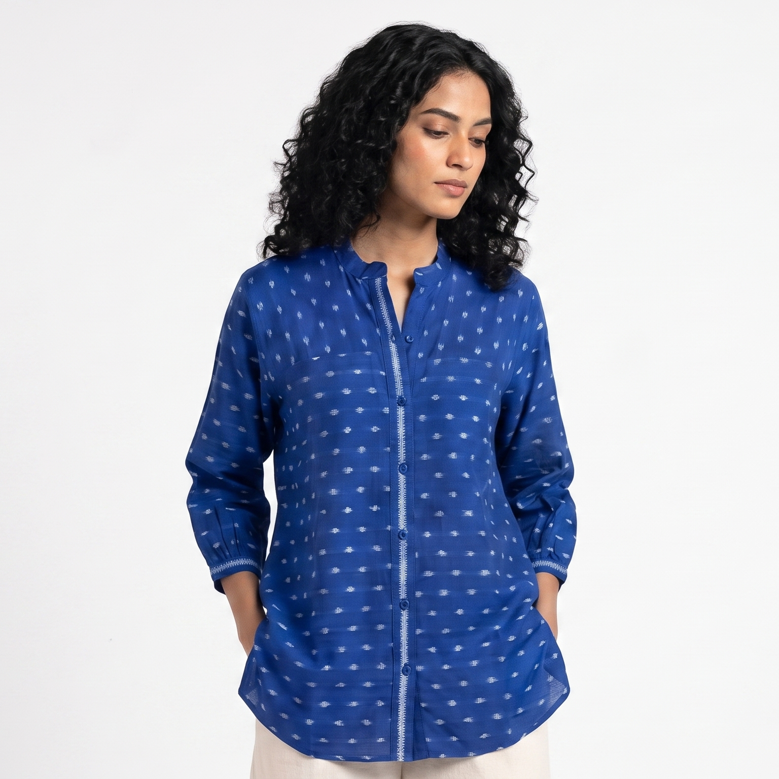 Handwoven Cotton Women's Shirt - Indigo