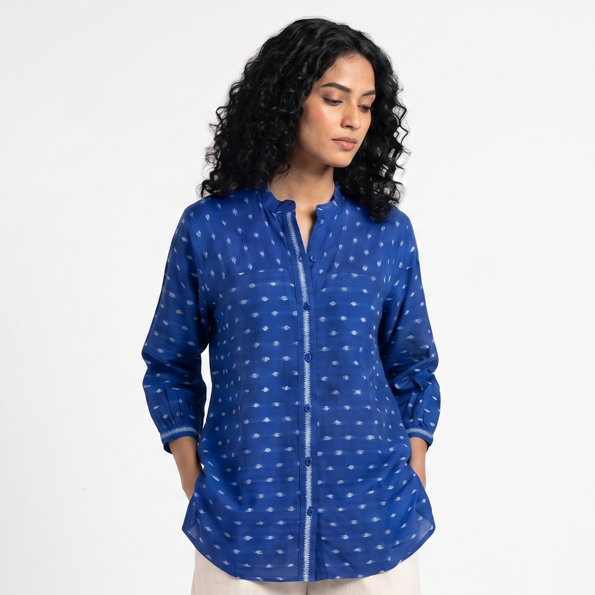 Handwoven Cotton Women's Shirt - Indigo