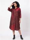 Handwoven Ikat Silk Shirt Dress- Maroon
